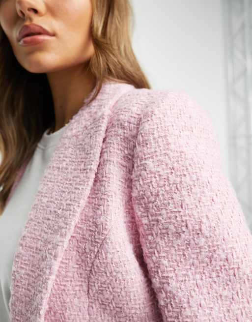 Pink boucle sale coat