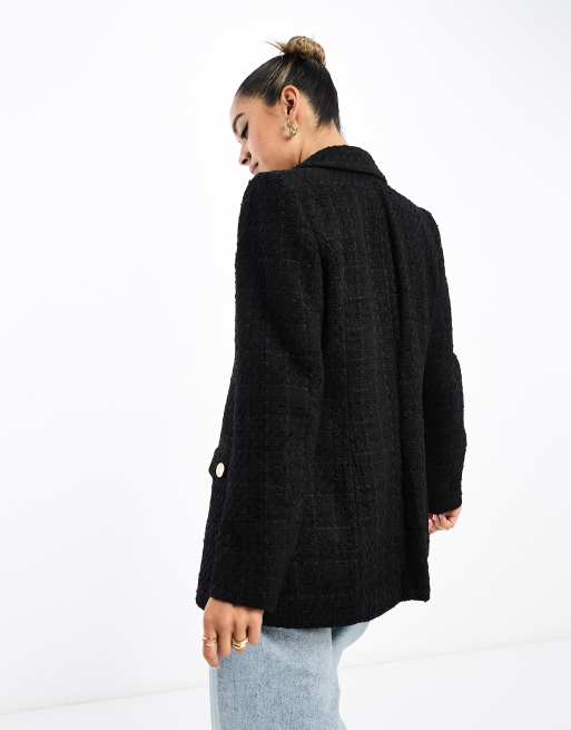 River island black boucle on sale jacket