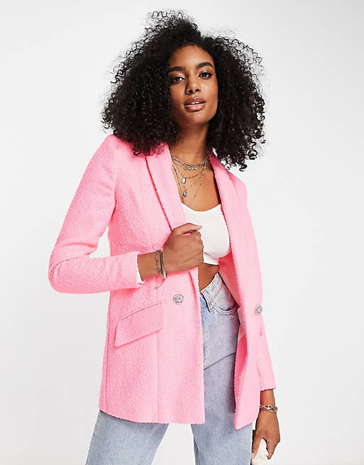 Boucle button front blazer in bright part of a set Asos Women Clothing Jackets Blazers 