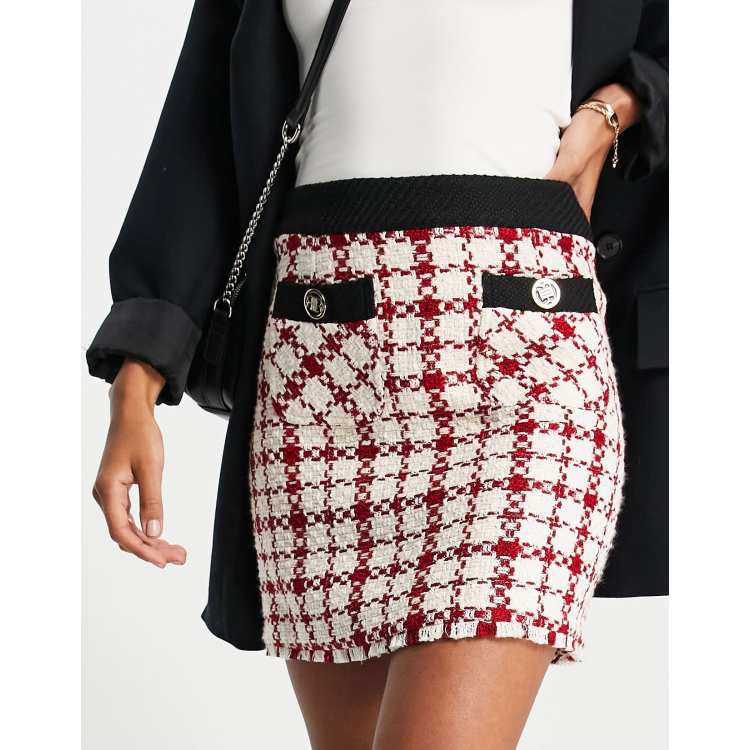 Red mini skirt river island sales