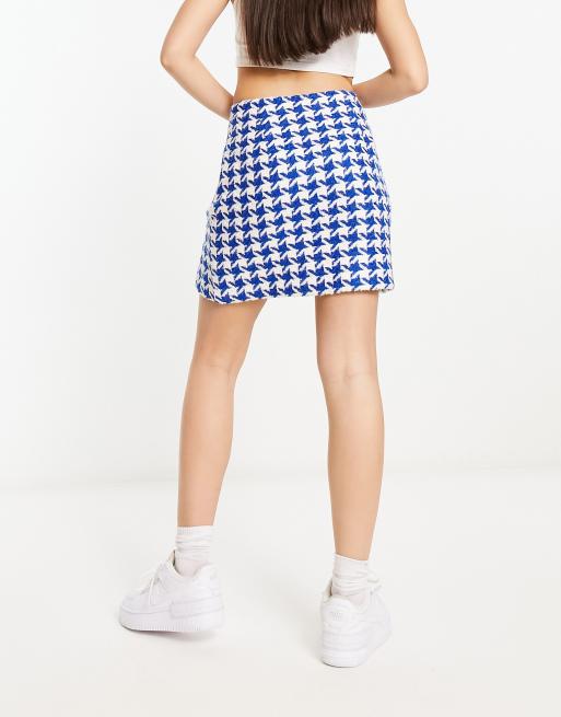 Royal blue houndstooth clearance skirt