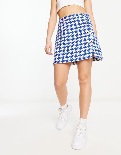 Royal blue houndstooth skirt hotsell