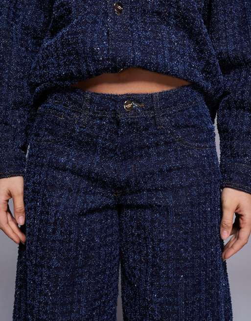 River Island boucle effect baggy high rise jeans in dark denim , 5 of 5