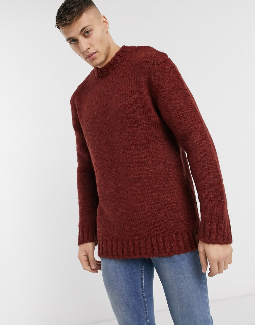 River Island boucle jumper in rust-Red