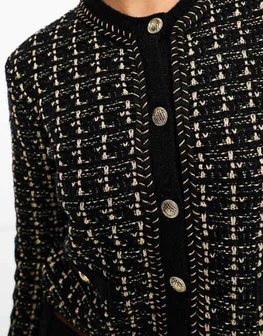 River Island boucle knit cardigan in black