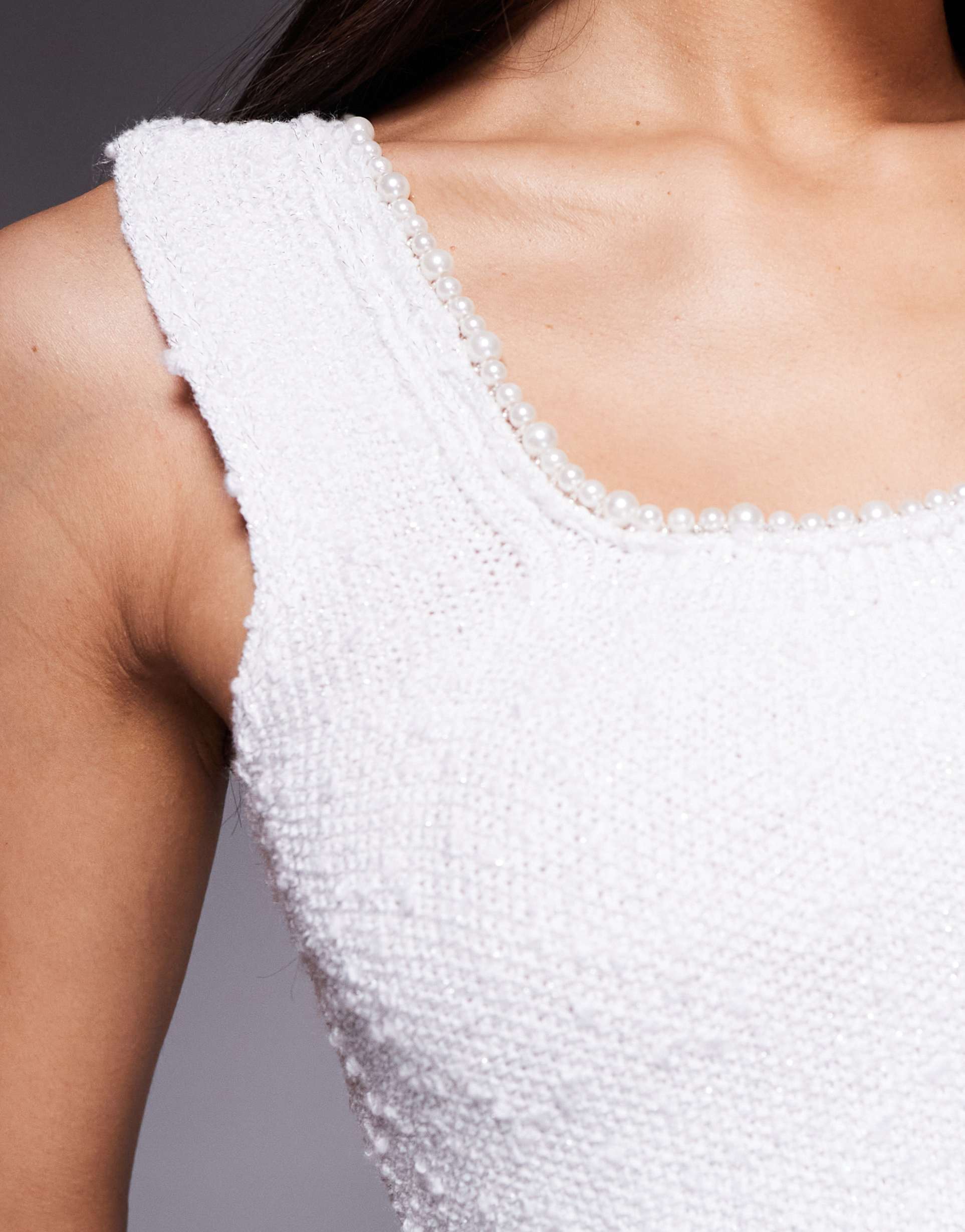 river island boucle tank top in white