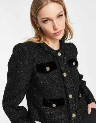 ASOS - River Island boucle trophy blazer in black - part of a set