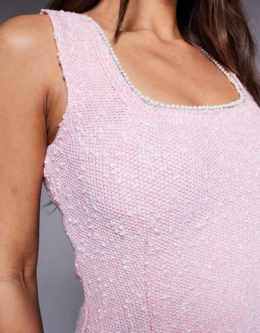 River Island boucle vest in pink, 3 of 4