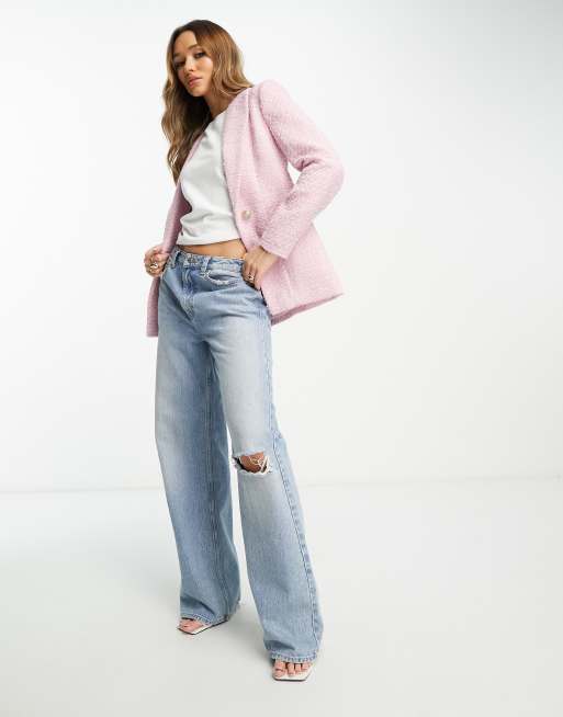 River Island - Boucleblazer i lyserød, 3 af 4