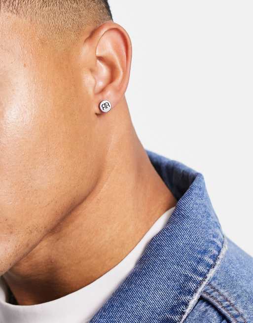 River Island - Boucles d'oreilles à monogramme - Argenté