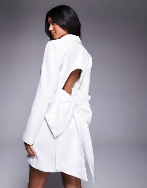 River Island bow back blazer dress in white