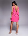 [River Island] River Island bow back detail mini dress in pink 8 PINK - DARK