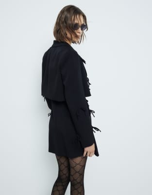 RIVER ISLAND BOW CROPPED BLAZER 