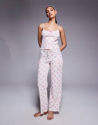 RIVER ISLAND BOW PRINT LOUNGE SET 