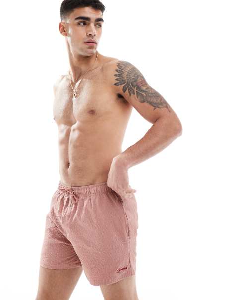 River Island - Boxer da bagno in seersucker rosa - view 1