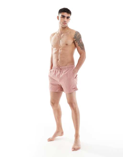 River Island - Boxer da bagno in seersucker rosa, 3 di 4