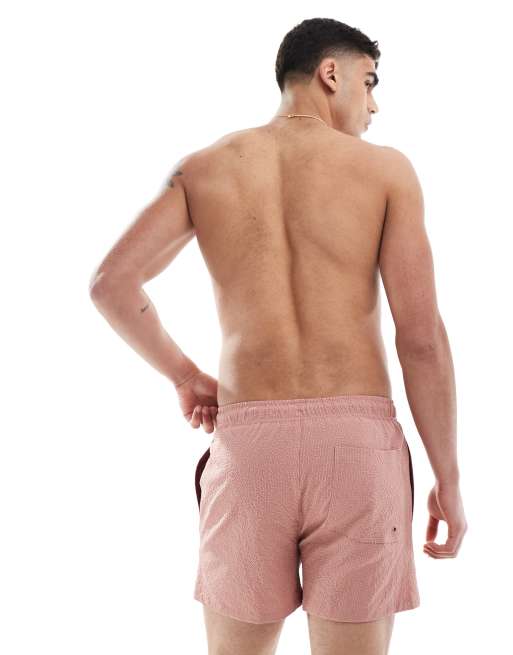 River Island - Boxer da bagno in seersucker rosa, 4 di 4