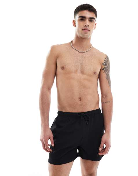 River Island - Boxer da bagno neri in seersucker - view 1
