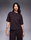 [River Island] River Island boxy clean t-shirt in dark brown XS Dark Brown