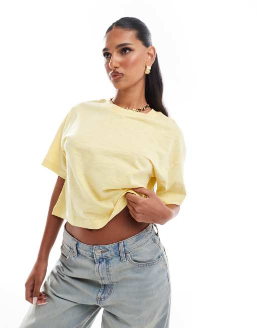 River Island boxy cropped tee in yellow
