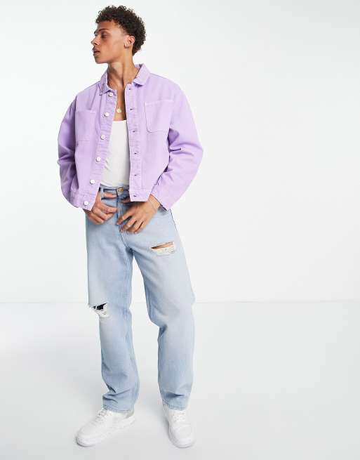 mens purple jean jacket