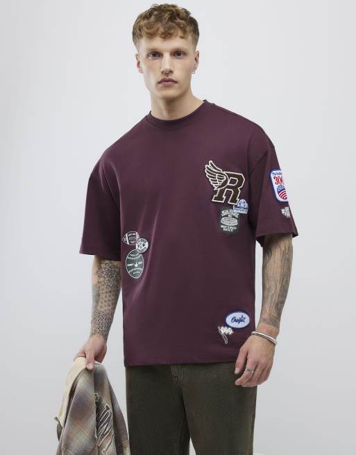 River Island Boxy fit americana badge t-shirt in red - dark