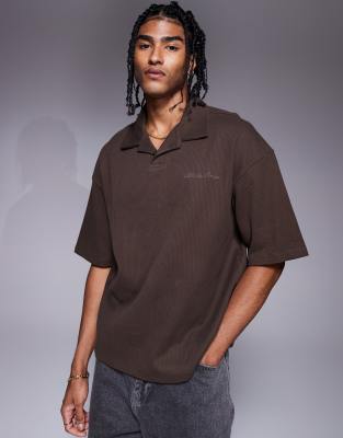 River Island Boxy Fit Camp Collar Polo Shirt