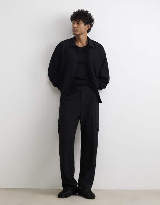 River Island Boxy fit long sleeve plisse shirt in black, 2 of 4
