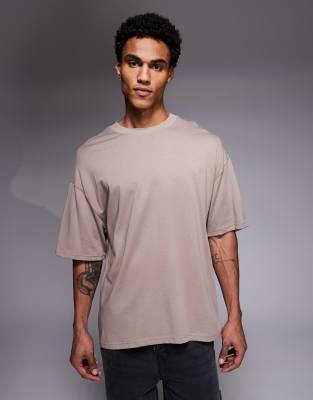 River Island Boxy Fit Oversized T-shirt In Neutral