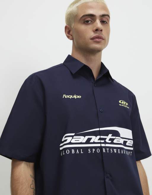 River Island Boxy fit sanctaire shirt in navy , 3 of 4