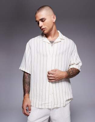 River Island Boxy Fit Shirt In Neutral