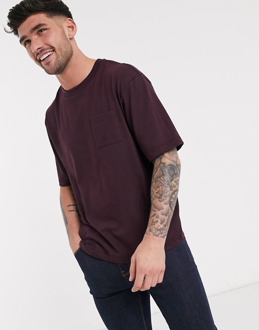 River Island boxy fit t-shirt in burgundy