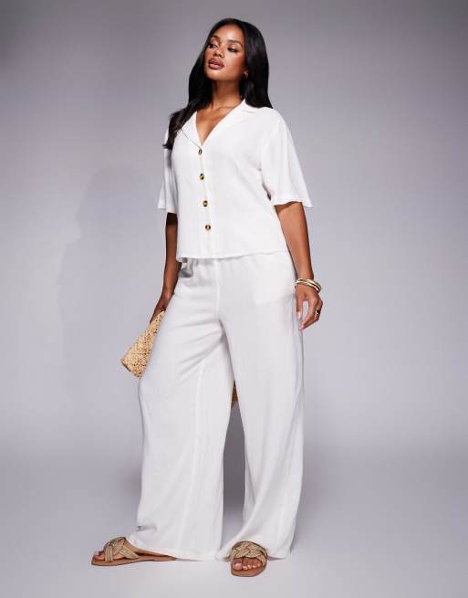 River Island boxy linen look shirt co-ord in white, 2 of 4