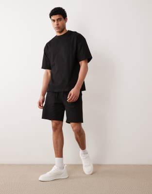River Island boxy t-shirt and shorts set in black black 11590₽