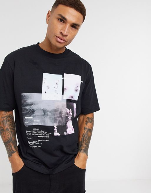 River Island boxy t-shirt with photographic print in black | ASOS