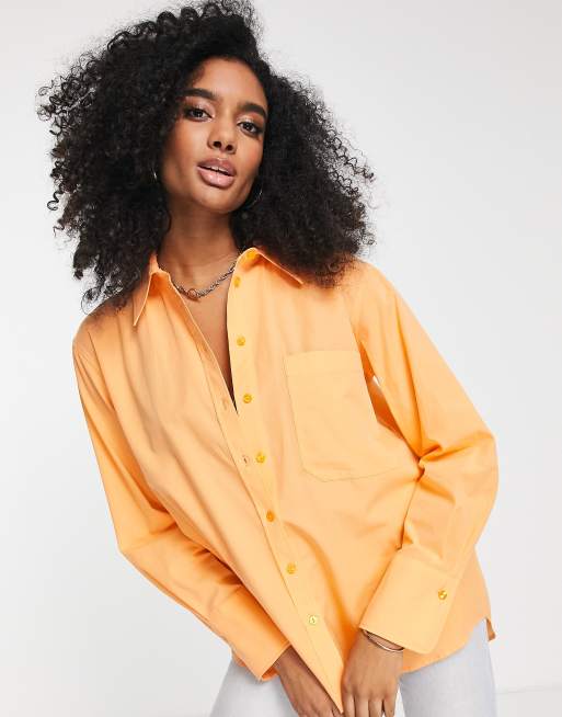 River Island boyfriend shirt in orange | ASOS