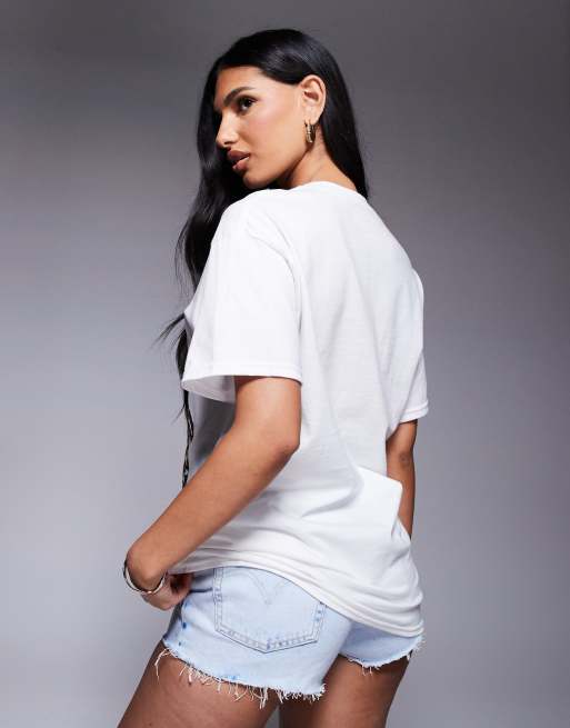 River Island - Boyfriend T-shirt met luipaard-kersenprint in wit, 3 van 4