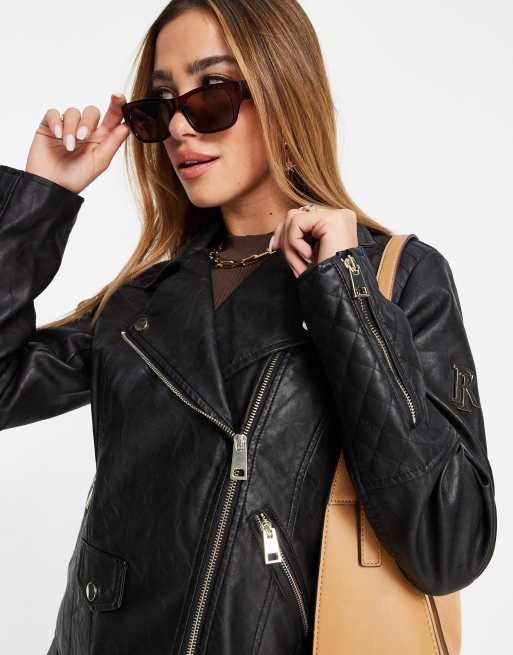 River island black store faux leather jacket