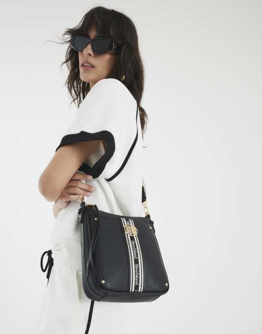 River Island Branded messenger bag and purse bundle in black