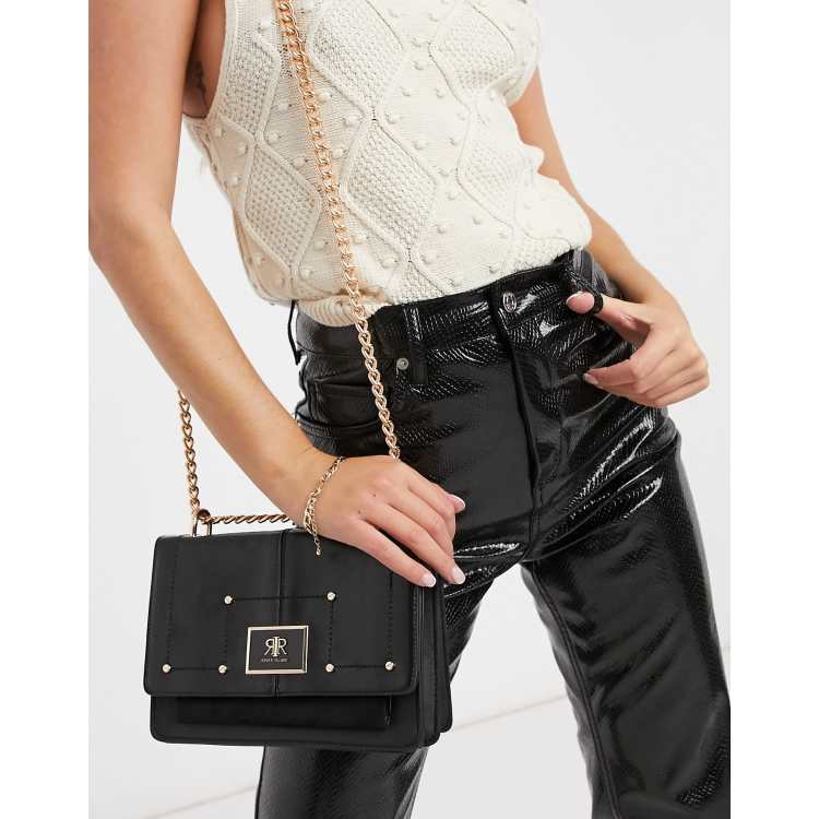 River island black and best sale gold bag