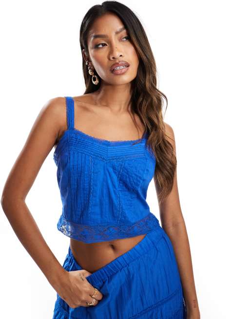 River Island - Brassière d'ensemble en dentelle - Bleu de cobalt