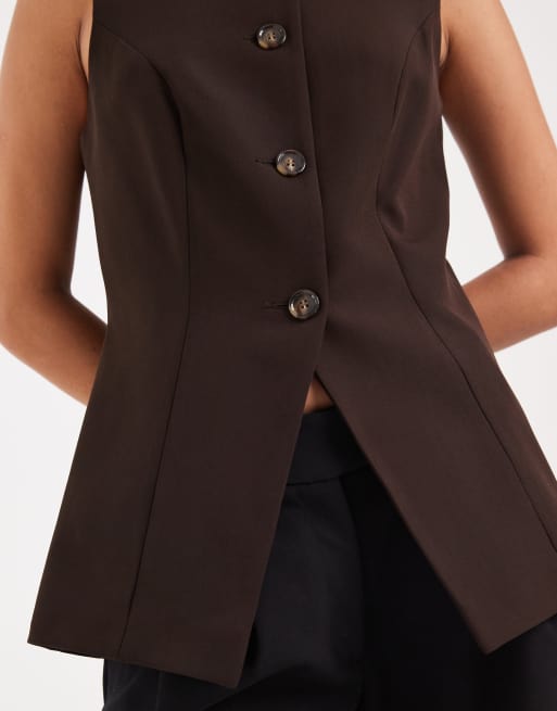 River Island – Brązowa kamizelka z kieszeniami, 3 z 4