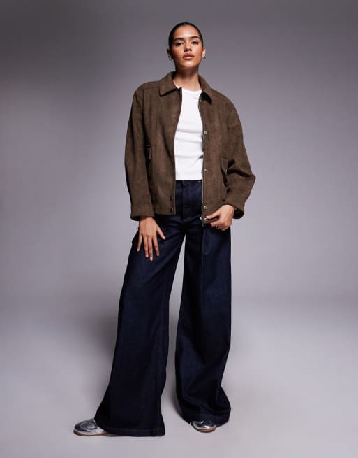 River Island – Brązowa luźna kurtka z imitacji zamszu, 2 z 4
