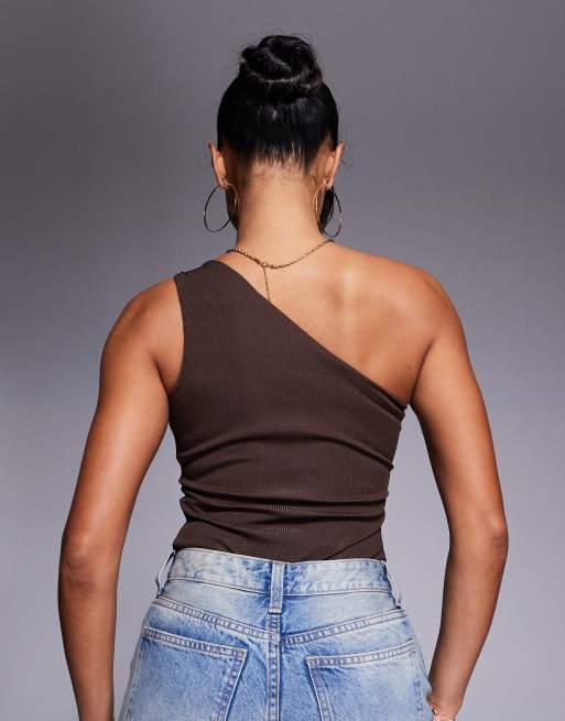 River Island – Brązowe body na jedno ramię ze zdobieniem, 2 z 4