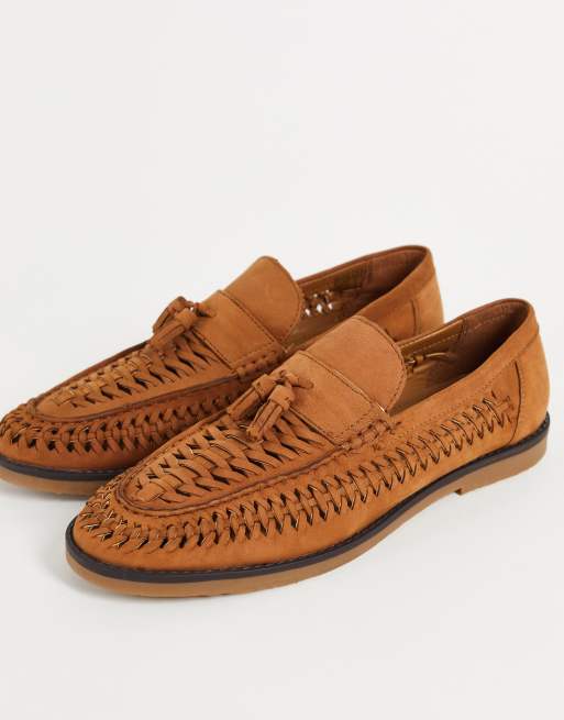 River Island – Brązowe loafersy z frędzlami i plecionką