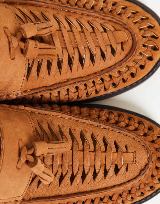 River Island – Brązowe loafersy z frędzlami i plecionką, 3 z 4