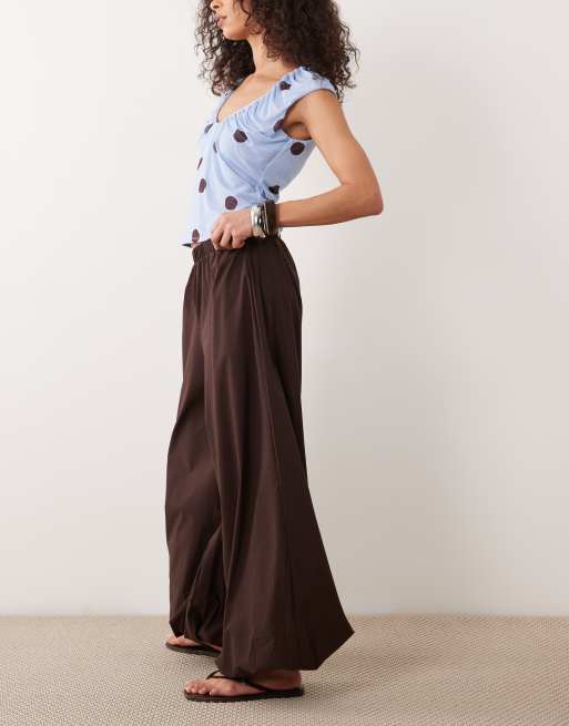 River Island – Brązowe techniczne spodnie z balonowymi nogawkami, 2 z 5