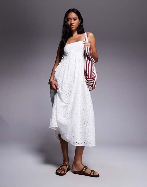 River Island broderie baby doll maxi dress in white - view 1