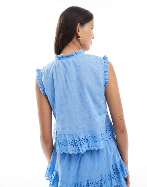 River Island broderie blouse in blue - part of a set
