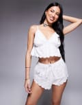 [River Island] River Island broderie cami and shorts pyjama set in white S WHITE